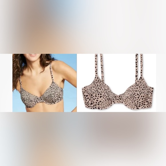 Xhilaration Med Smocked Underwire Animal Print Bikini Top - Picture 5 of 5